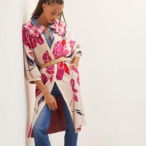 Anthropologie Bel Kazan Collared Floral Duster Cardigan One Size